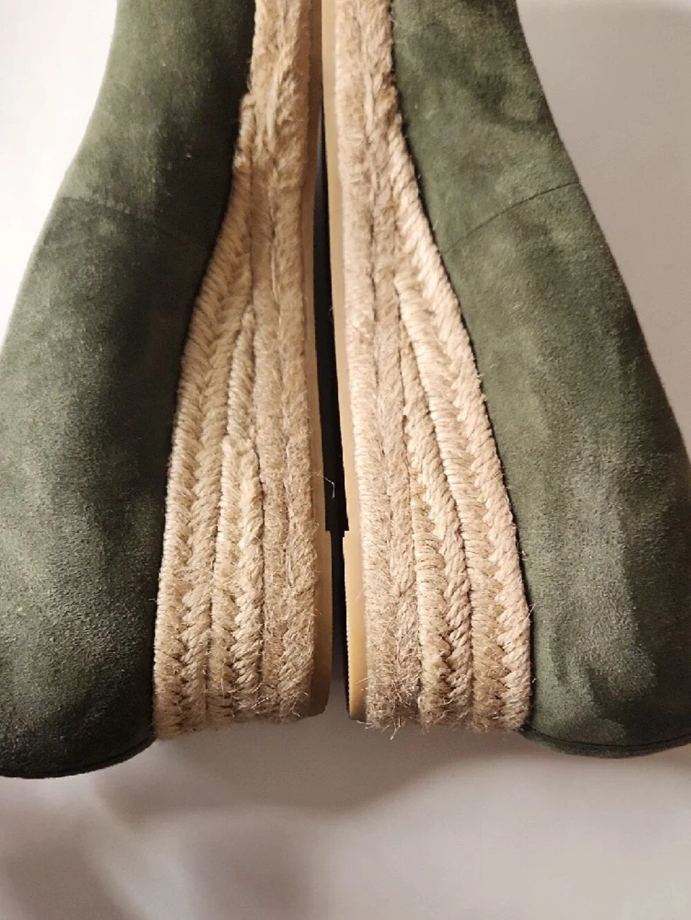 Tory Burch Olive Suede Espadrille Leccio with Natural Jute 10.5 Nwob